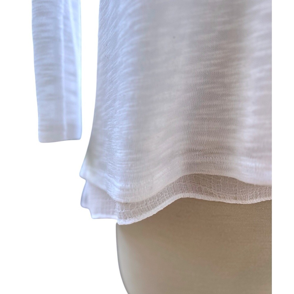 White House Black Market Minimalist Top Long Sleeve Split Back White Size M - Picture 5 of 6
